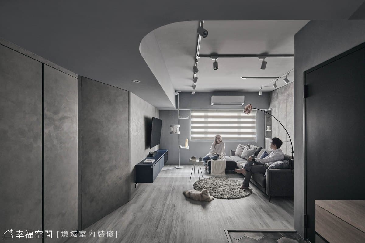 柔焦凹型格局 與貓共享靜謐灰境│現代風│30坪