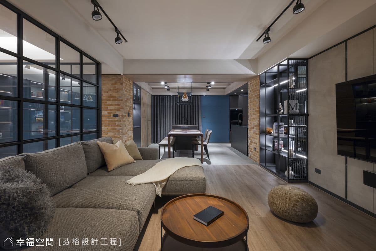 沉穩藍調描摹紐約蘇活LOFT風美宅│工業風│37坪