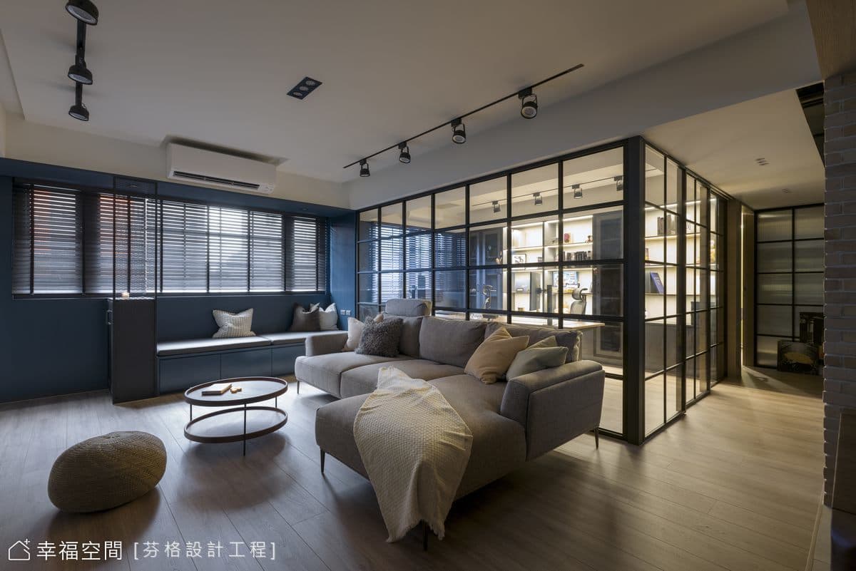 沉穩藍調描摹紐約蘇活LOFT風美宅│工業風│37坪
