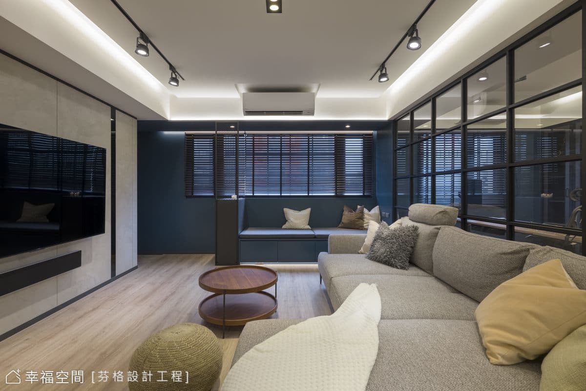沉穩藍調描摹紐約蘇活LOFT風美宅│工業風│37坪