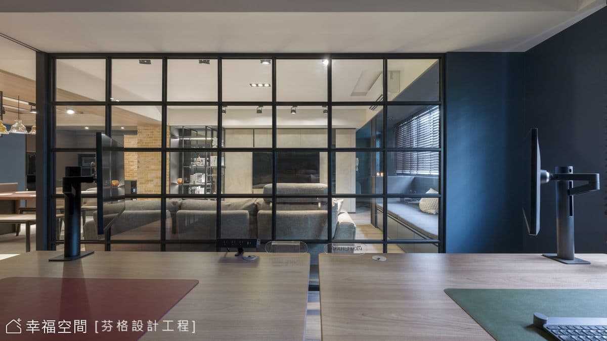 沉穩藍調描摹紐約蘇活LOFT風美宅│工業風│37坪
